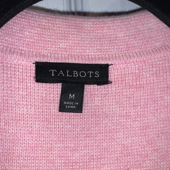 Talbots Women's Sweater Blazer Size M Pink Cardigan Cotton Blend 3/4 Sleeves - Picture 5 of 6